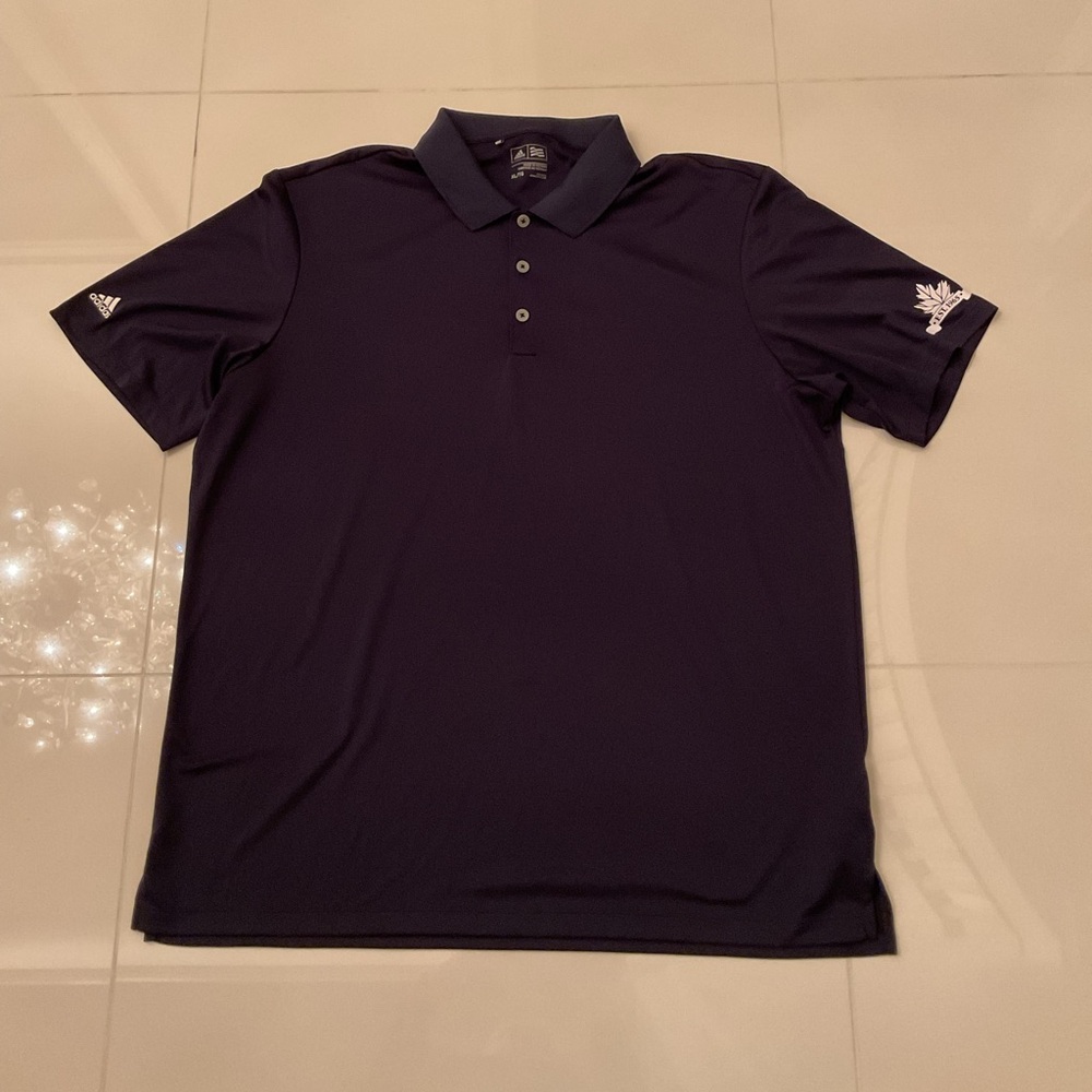Adidas Dark Blue Polo with Logo Accents